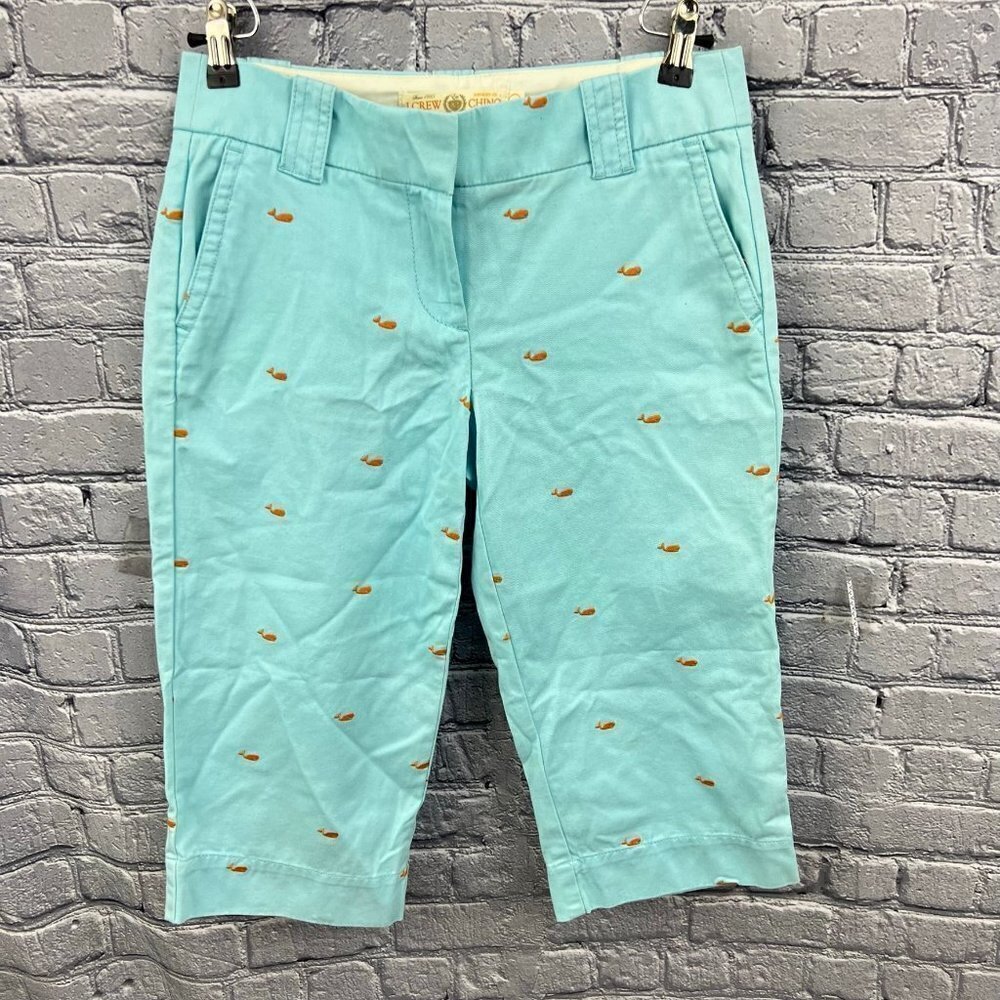 J Crew Critter‎ Broken In Chino Pants Crop Length Whales Blue Size 2